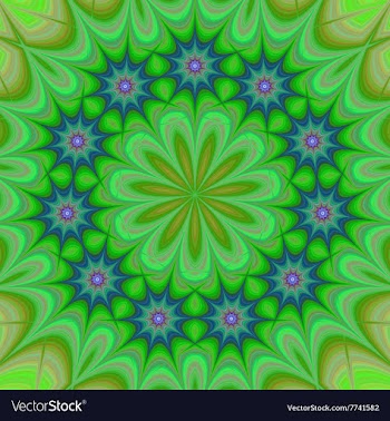 Green abstract floral kaleidoscope background vector image