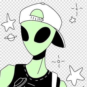 Green aesthetic, green alien wearing white cap animated illustration transparent background PNG clipart