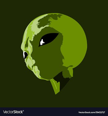 green alien head with big eyes