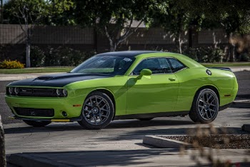 Green and Black Ford Mustang Coupe in Road