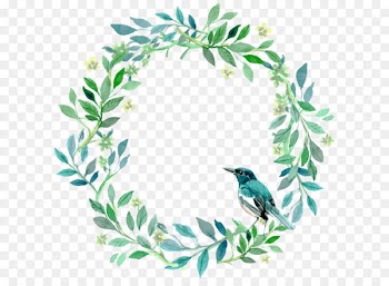 Green and fresh grass ring bird decoration pattern 