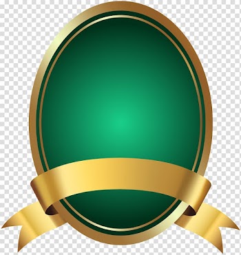 Green and gold border with ribbon, Label , Green Label with Banner transparent background PNG clipart