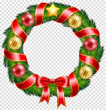Green and gold wreath, Christmas ornament Columbia Gorge Discovery Center & Museum Wreath, Christmas Wreath with Ornaments and Red Bow transparent background PNG clipart
