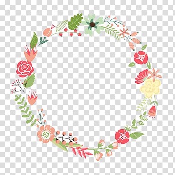 Green and multicolored wreath, Flower Wreath frame Circle , Floral Frame transparent background PNG clipart
