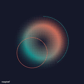 Green and orange halftone badge vector | Free stock vector - 542507