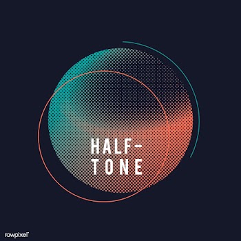 Green and orange halftone badge vector | Free stock vector - 542512