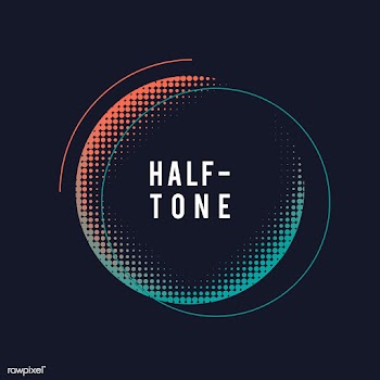 Green and orange halftone badge vector | Free stock vector - 542587