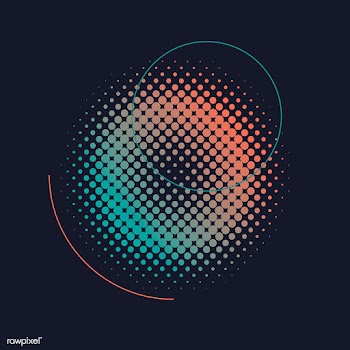 Green and orange halftone badge vector | Free stock vector - 542613