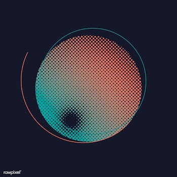 Green and orange halftone badge vector | Free stock vector - 542636