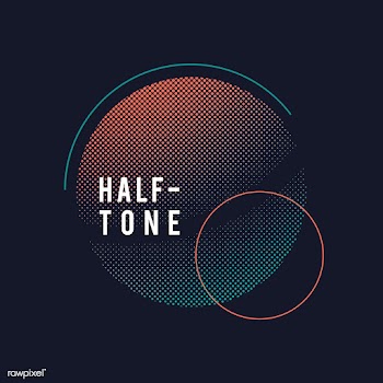 Green and orange halftone badge vector | Free stock vector - 542658