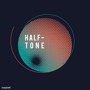 Green and orange halftone badge vector | Free stock vector - 542674