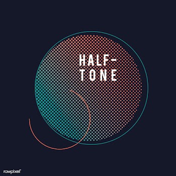 Green and orange halftone badge vector | Free stock vector - 542710
