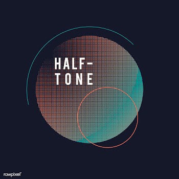 Green and orange halftone badge vector | Free stock vector - 542752