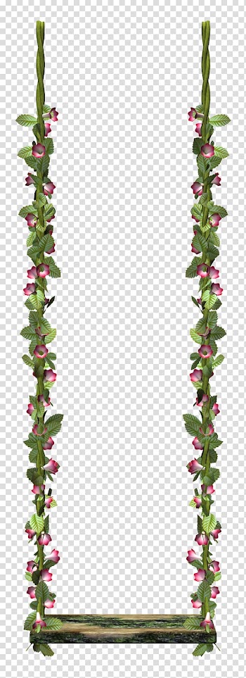 Green and pink flower swing, Flower Swing Scape , swing transparent background PNG clipart