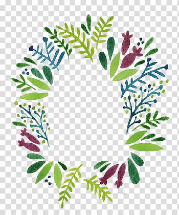 , green and pink flower wreath transparent background PNG clipart