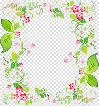 Green and pink flowers border, Borders and Frames Portable Network Graphics graphics, painting transparent background PNG clipart