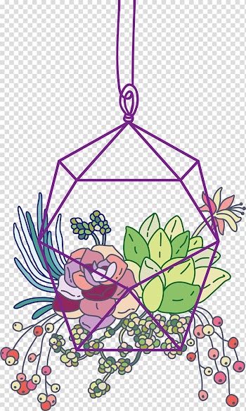 Green and pink flowers illustration, Hand-painted flowers transparent background PNG clipart