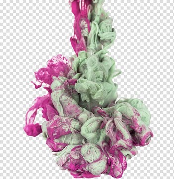 Green and pink thick smoke , Ink , Creative color smoke transparent background PNG clipart