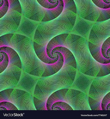 Green and purple repeating spiral fractal vector image