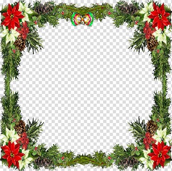 Green and red foliage frame illustration, Christmas Frames W.T.P. New Year, Christmas Frame transparent background PNG clipart
