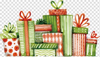 Green and red gift boxes, Christmas gift Christmas gift Watercolor painting Christmas dinner, illustration painted watercolor gift transparent background PNG clipart