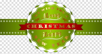 Green and red Merry Christmas ribbon illustration, Christmas New Year's Day , Merry Christmas and Happy New Year Label transparent background PNG clipart