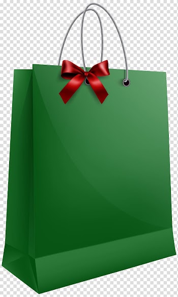 Green and red paper bag illustration, Gift Santa Claus Bag , Green Gift Bag with Bow transparent background PNG clipart