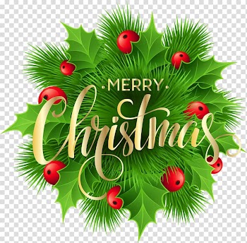 Green and red wreath with merry christmas text overlay, Christmas , Merry Christmas Pine Decoration transparent background PNG clipart