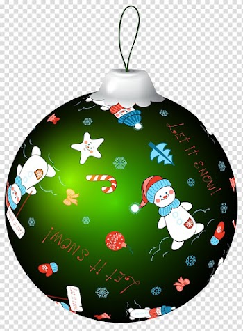Green and white Christmas bauble, Christmas ornament Christmas decoration , Green Christmas Ball with Snowman transparent background PNG clipart