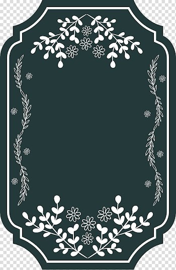Green and white floral frame, Retro borders simple transparent background PNG clipart