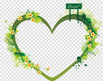 Green and white floral heart border, Euclidean Heart , Green heart, shaped summer plant border transparent background PNG clipart