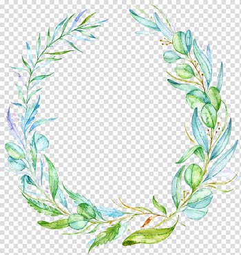 Green and white floral wreath poster, Leaf Watercolor painting, Leaves transparent background PNG clipart