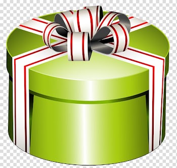 Green and white gift box, Gift Box , Green Round Present Box with Bow transparent background PNG clipart