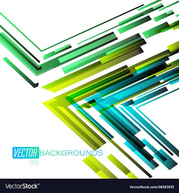 Green angle shapes scene on a white vector image