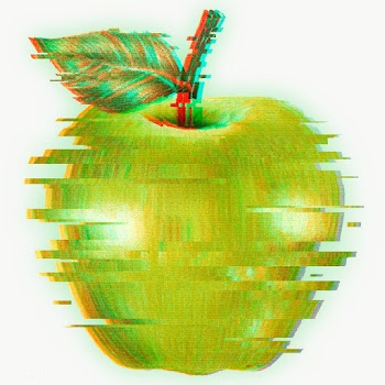 Green apple with a glitch effect sticker overlay | Free  transparent png - 2355196