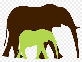 Green Baby Elephant And Mom 2 Clip Art At Clkercom - Mother And Baby Elephant Png