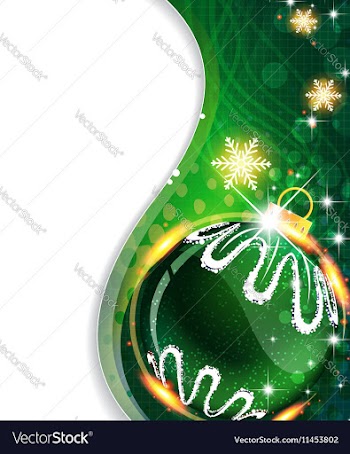 Green background with Christmas ball vector image