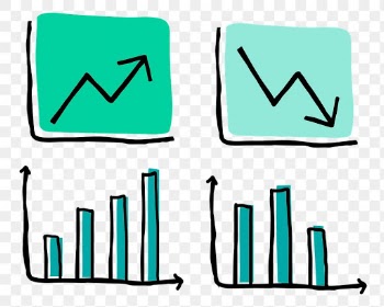 Green bar charts png business cute icon set