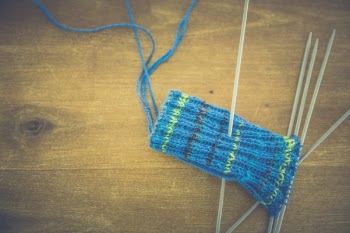 Green Blue and Black Crochet Textile With 1 Rod in Textile