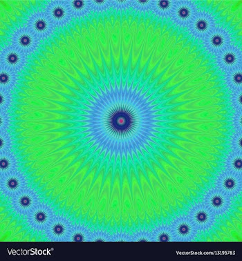 Green blue mandala fractal design background vector image