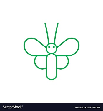 green butterfly line art icon