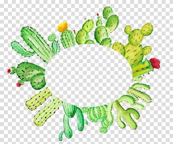 Green cactus frame, Cactaceae Wedding invitation Watercolor painting , cactus transparent background PNG clipart