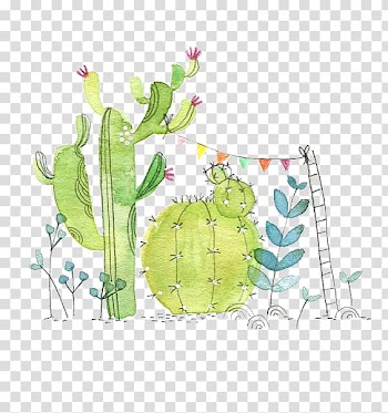 Green cactus illustration, Cactaceae Watercolor painting Paper Succulent plant Illustration, Watercolor cactus transparent background PNG clipart