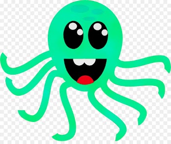 green cartoon octopus line clip art