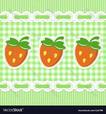  					Green checked pattern with strawberry vector image														