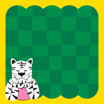 Green checkered frame background, tiger | Free Photo - rawpixel
