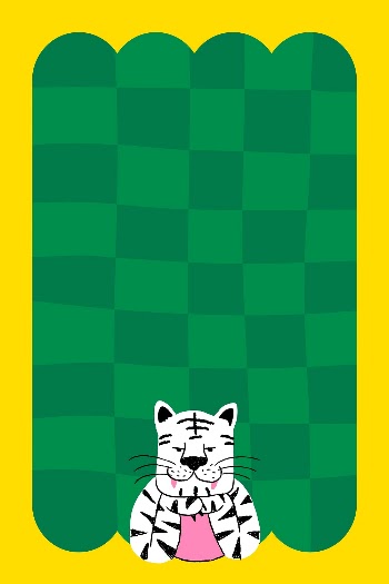 Green checkered frame background, tiger | Free Photo - rawpixel