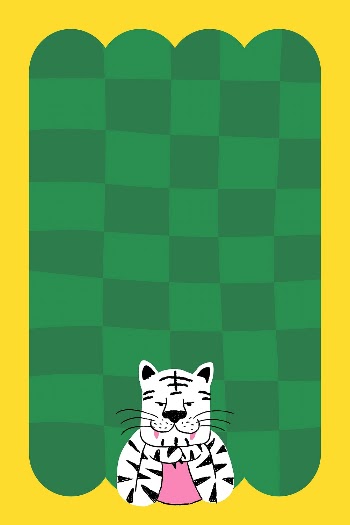 Green checkered frame background, tiger | Free Vector - rawpixel