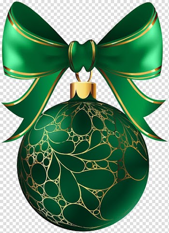 Green Christmas bauble and bow artwork, Christmas ornament Christmas Day Christmas lights , Christmas Ball Green transparent background PNG clipart