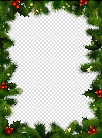 Green christmas themed frame, Christmas Frame Mistletoe transparent background PNG clipart